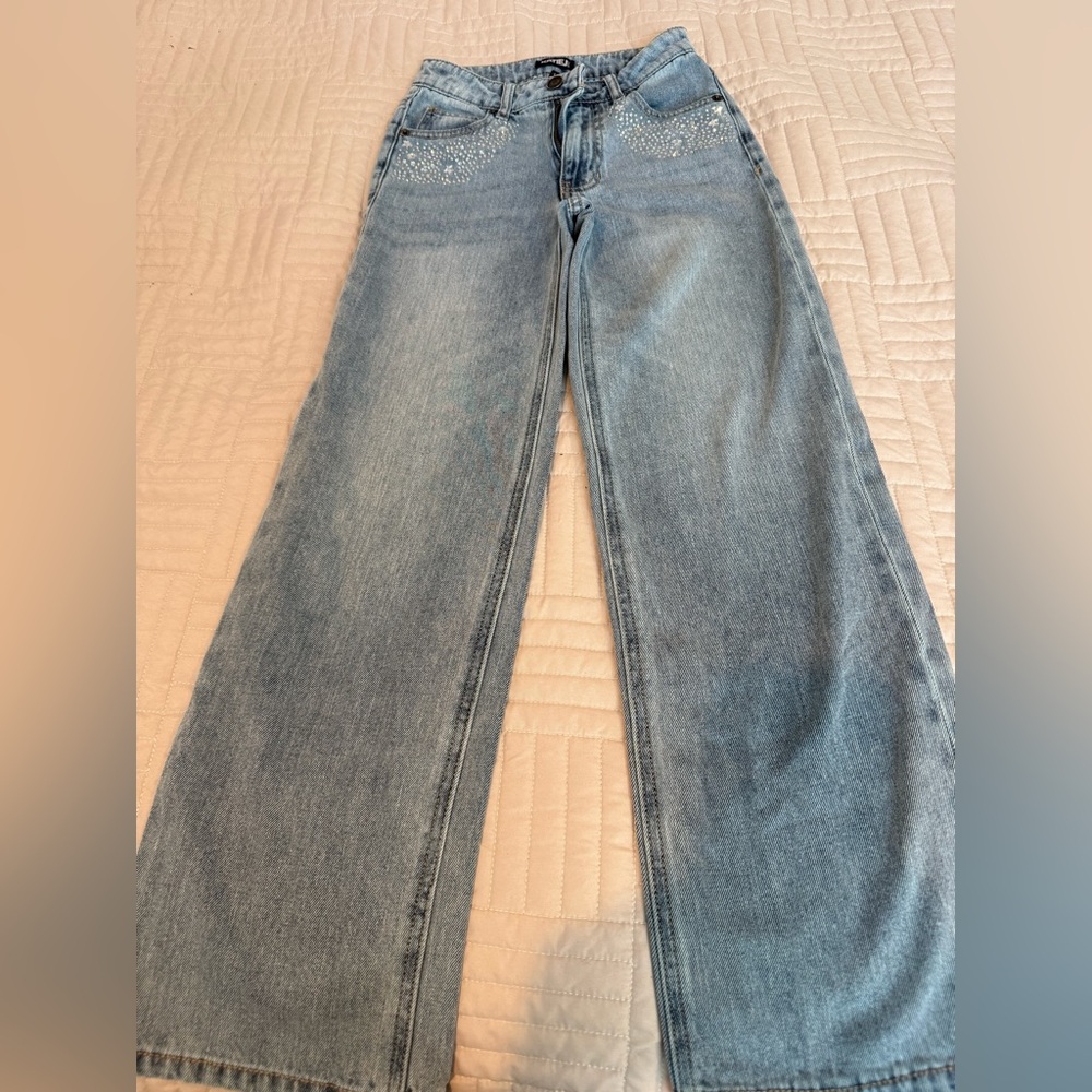 Katie J NYC Light Blue Bedazzled Jeans